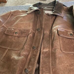 Men's Classic Brown Leather Shirt Jacket